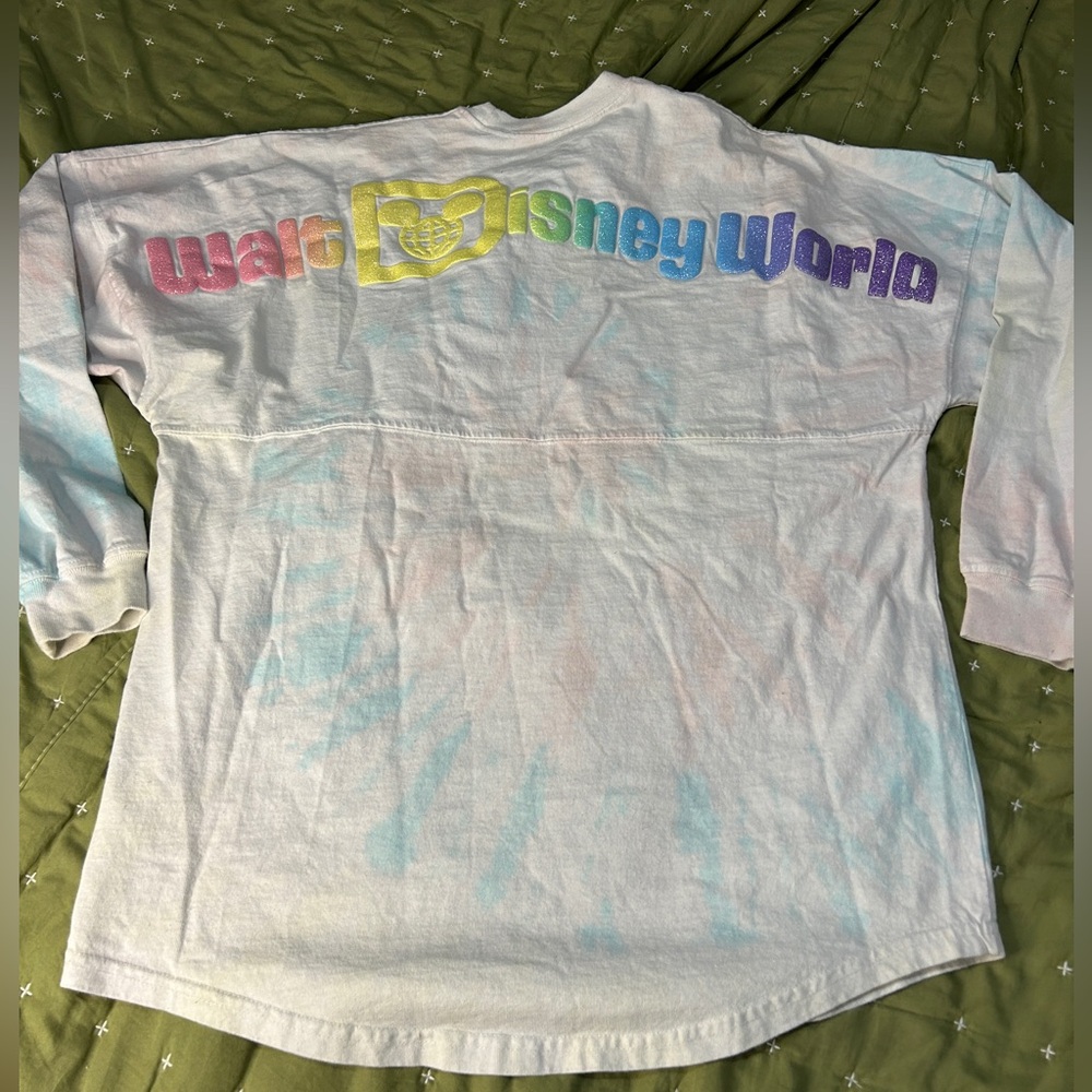Spirit Jersey Walt Disney World Parks Rainbow Tie Dye Glitter Shirt Size Small